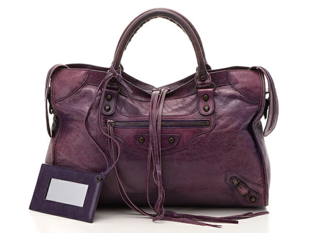Balenciaga The City Shoulder Bag Purple Calfskin